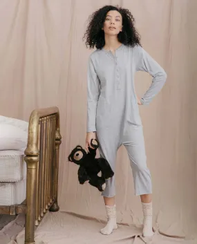 The Long Sleeve Sleeper Jumpsuit. -- LIGHT HEATHER GREY