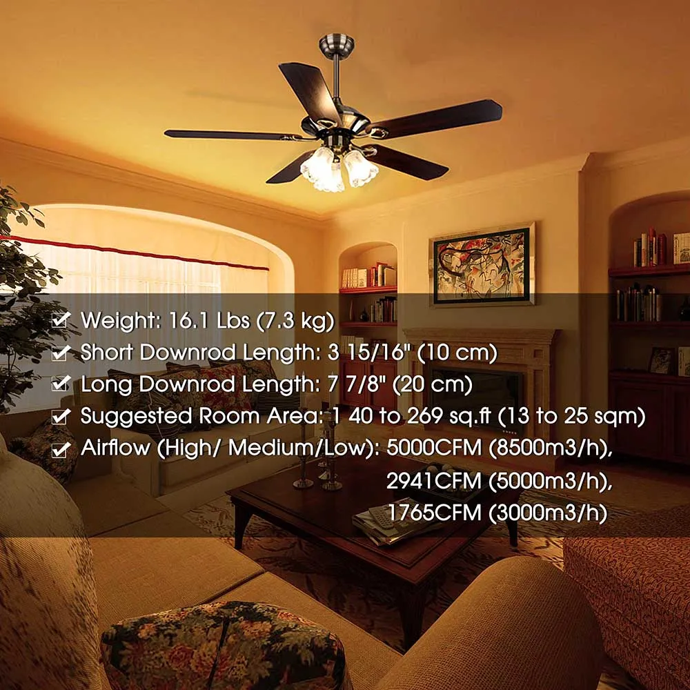 TheLAShop 51" Ceiling Fan with Lights Reversible 5-Blade Bronze Remote