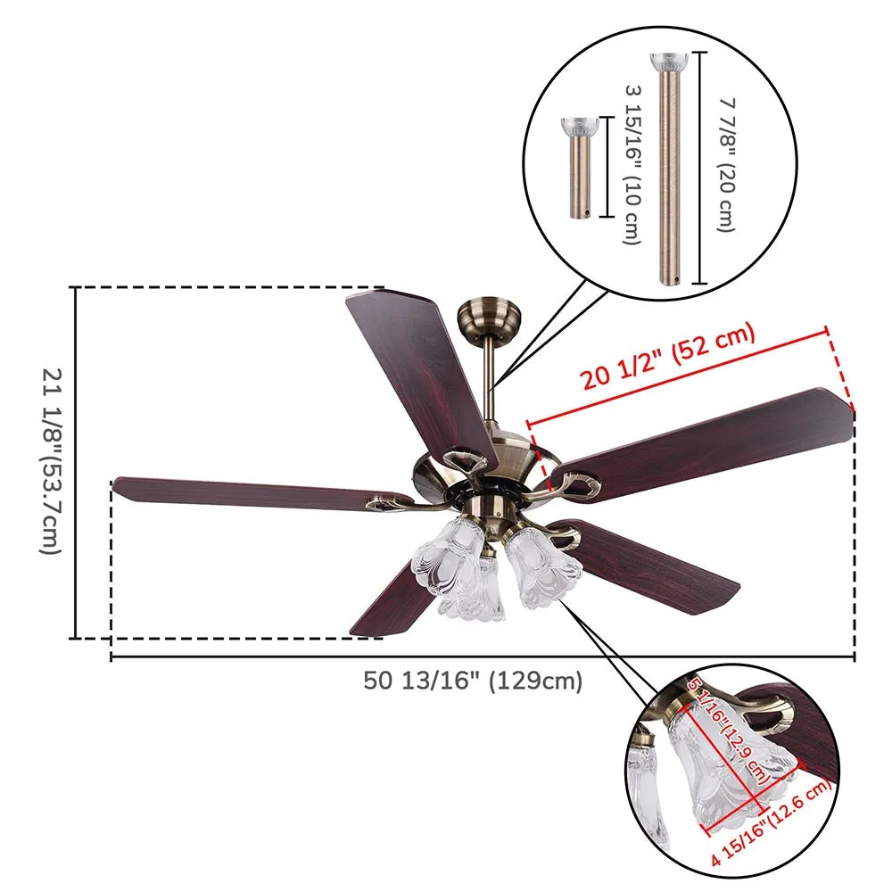 TheLAShop 51" Ceiling Fan with Lights Reversible 5-Blade Bronze Remote