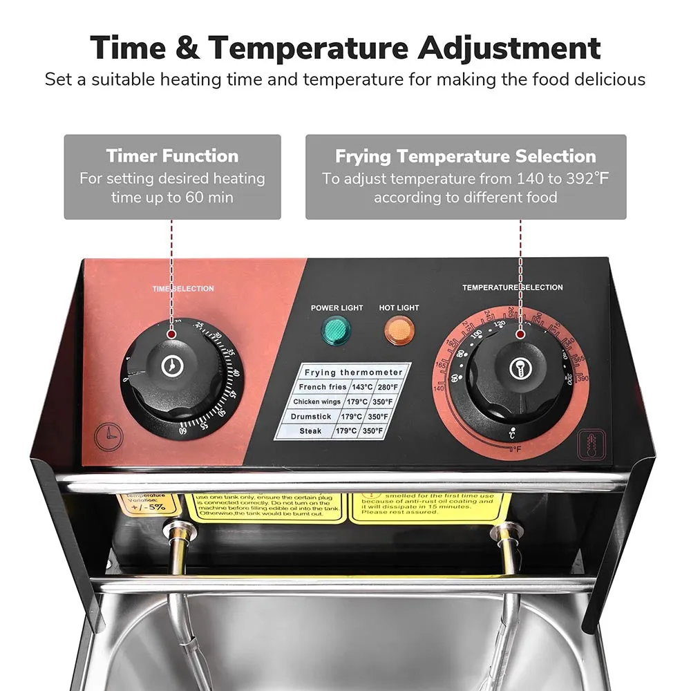 TheLAShop Black Deep Fryer Dual Basket 24L/6.4Gal Oil 5000W