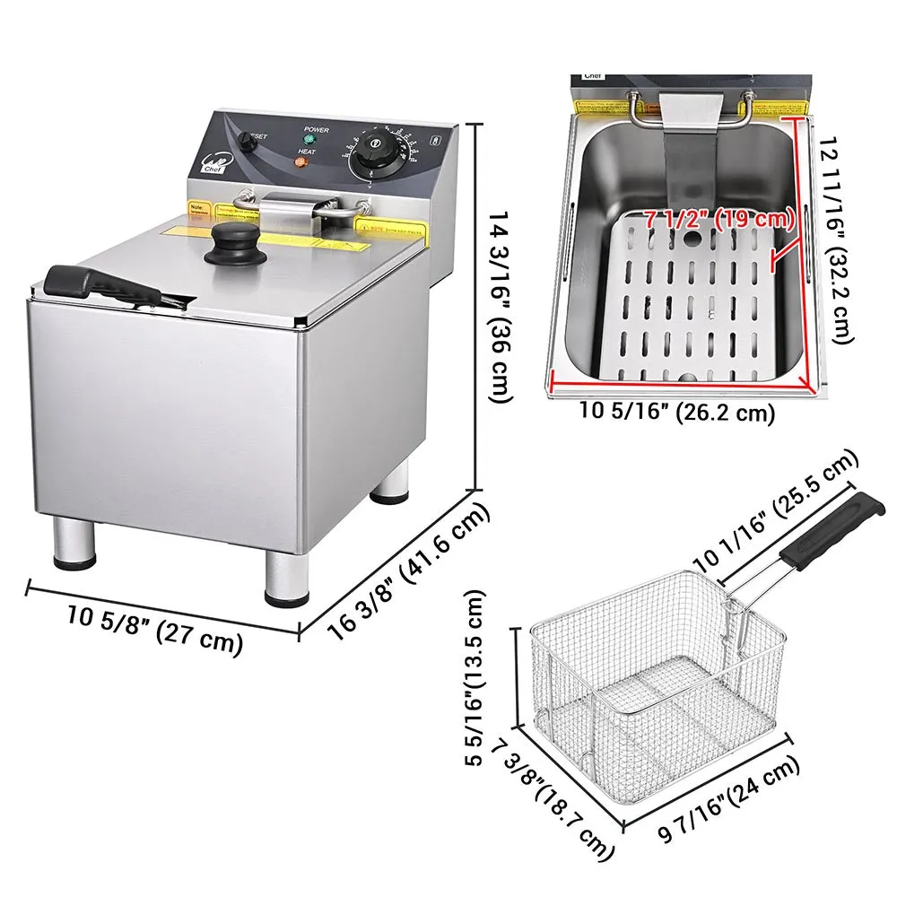 TheLAShop Deep Fryer Single Basket 3.2Gal Oil 120V 1800W