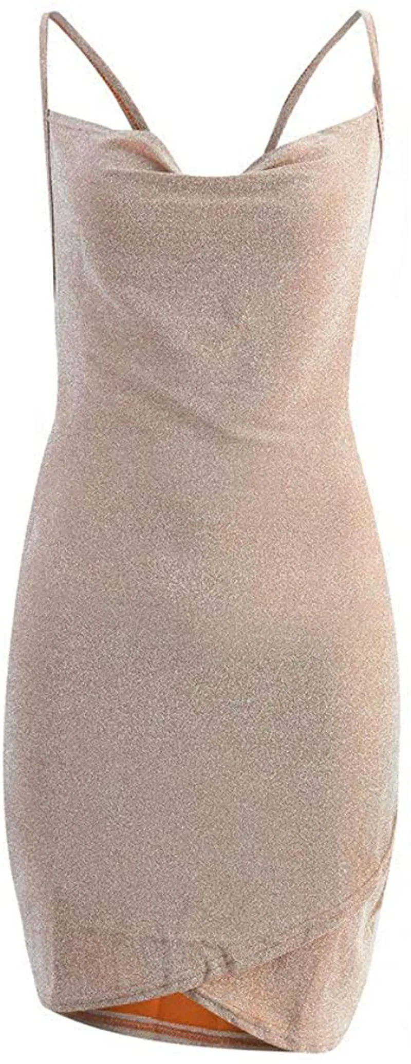 VANCOL Women's Sexy Glitter Spaghetti Strap Mini Party Dress