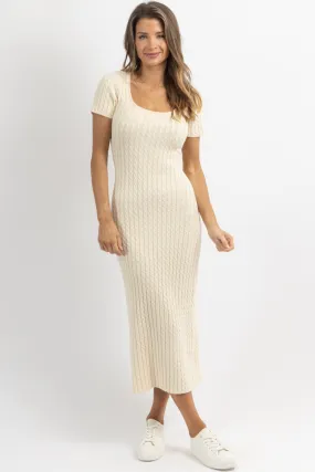 VEDA CREAM CABLEKNIT DRESS