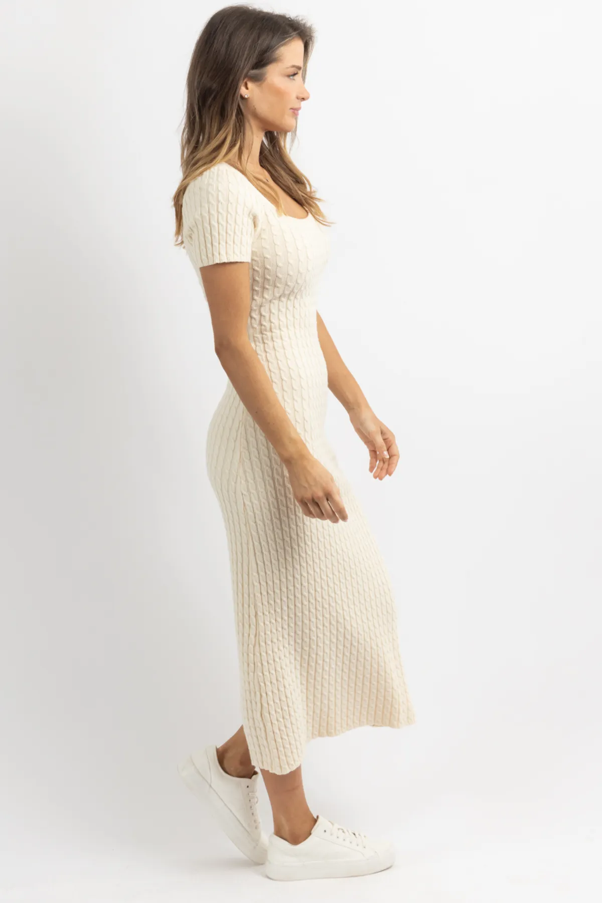 VEDA CREAM CABLEKNIT DRESS