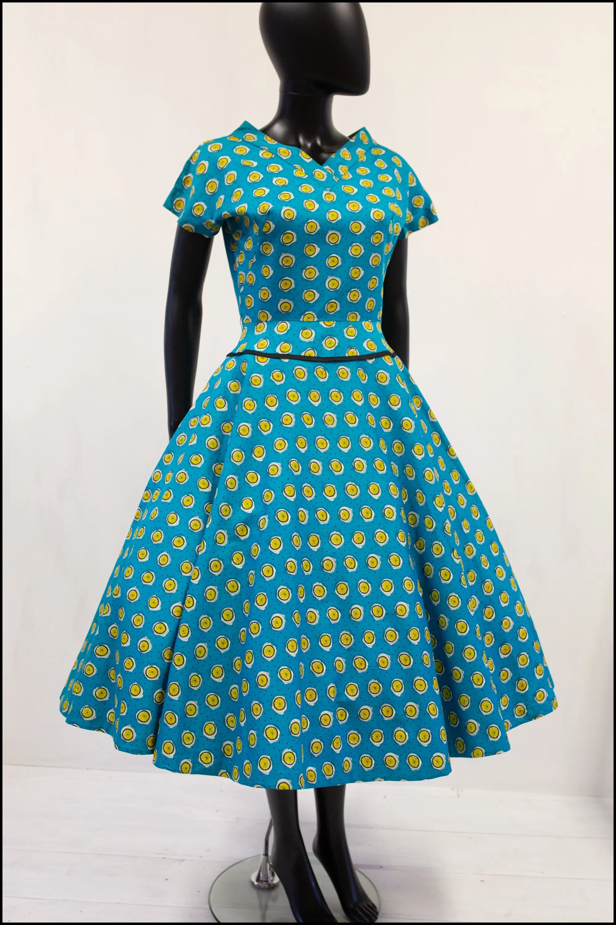 Vintage 1950s Turquoise 'Lemon Slice' Dress