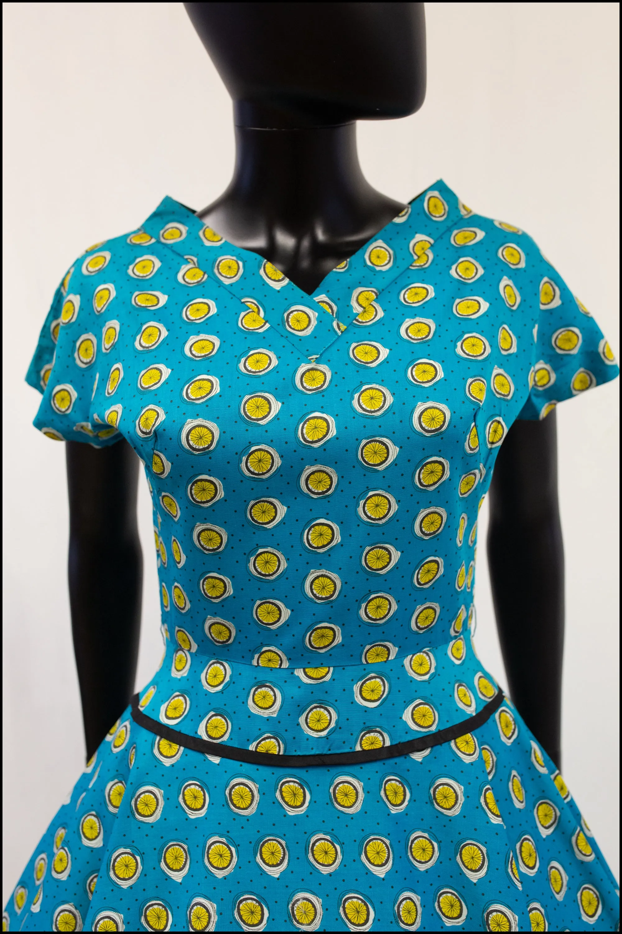 Vintage 1950s Turquoise 'Lemon Slice' Dress