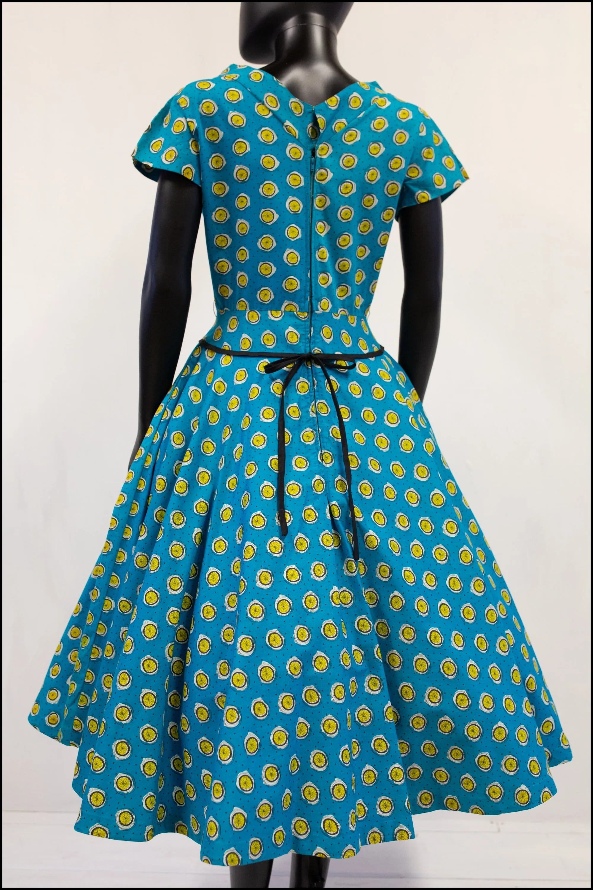 Vintage 1950s Turquoise 'Lemon Slice' Dress