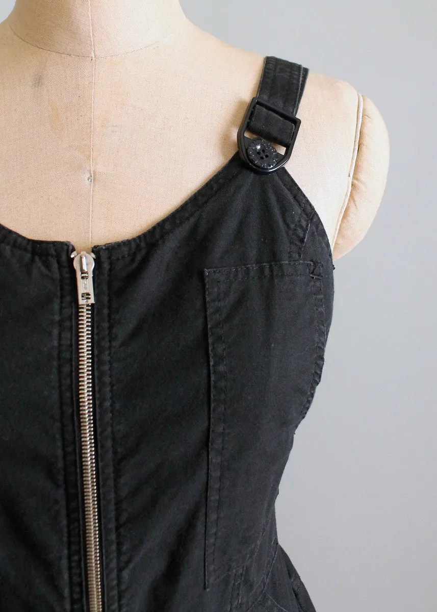 Vintage 1980s Black Zip Front Jumpsuit