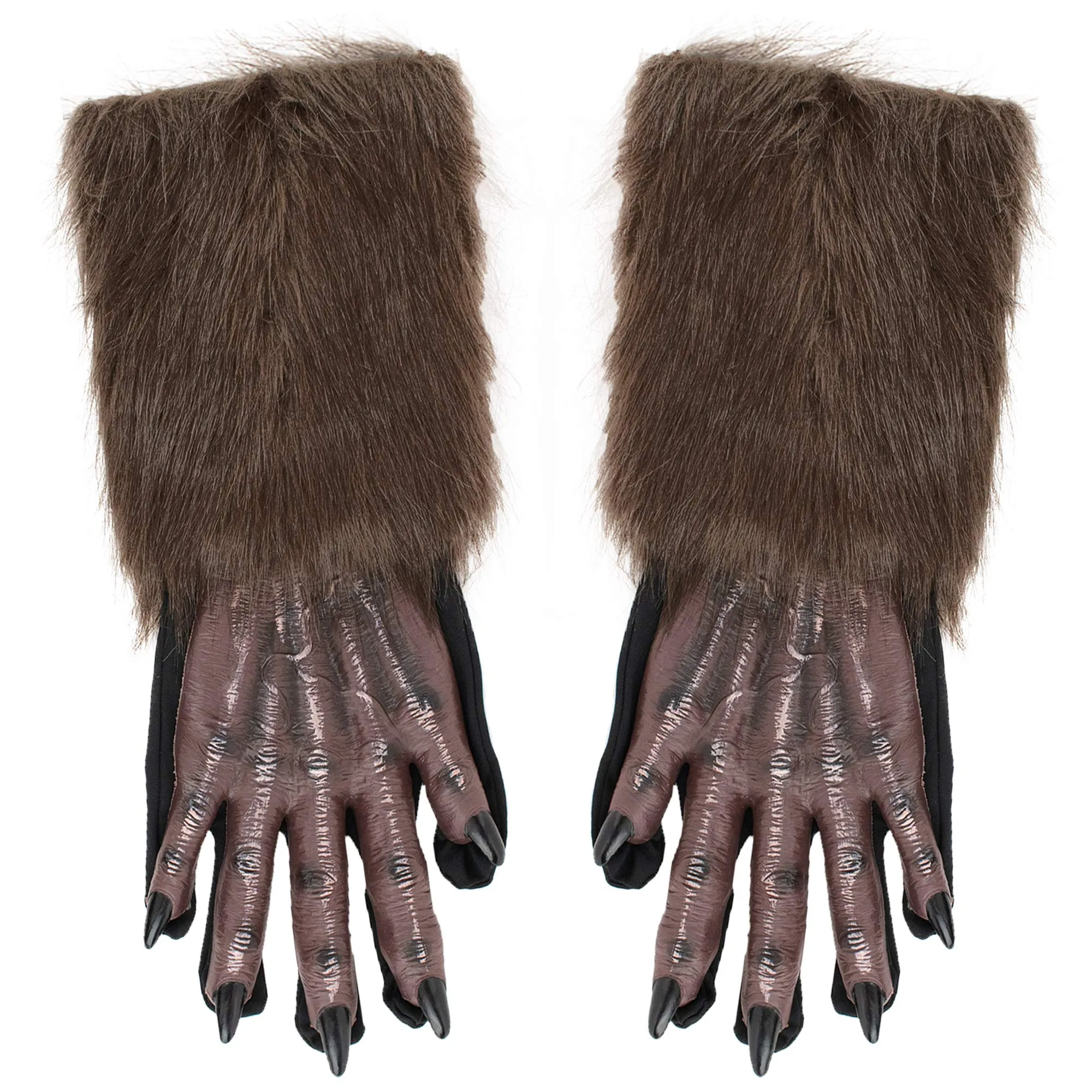 Werewolf Hand Costume Gloves - Brown Hairy Wolf Claw Hands Paws Monster Costume Accessories for Kids and Adults