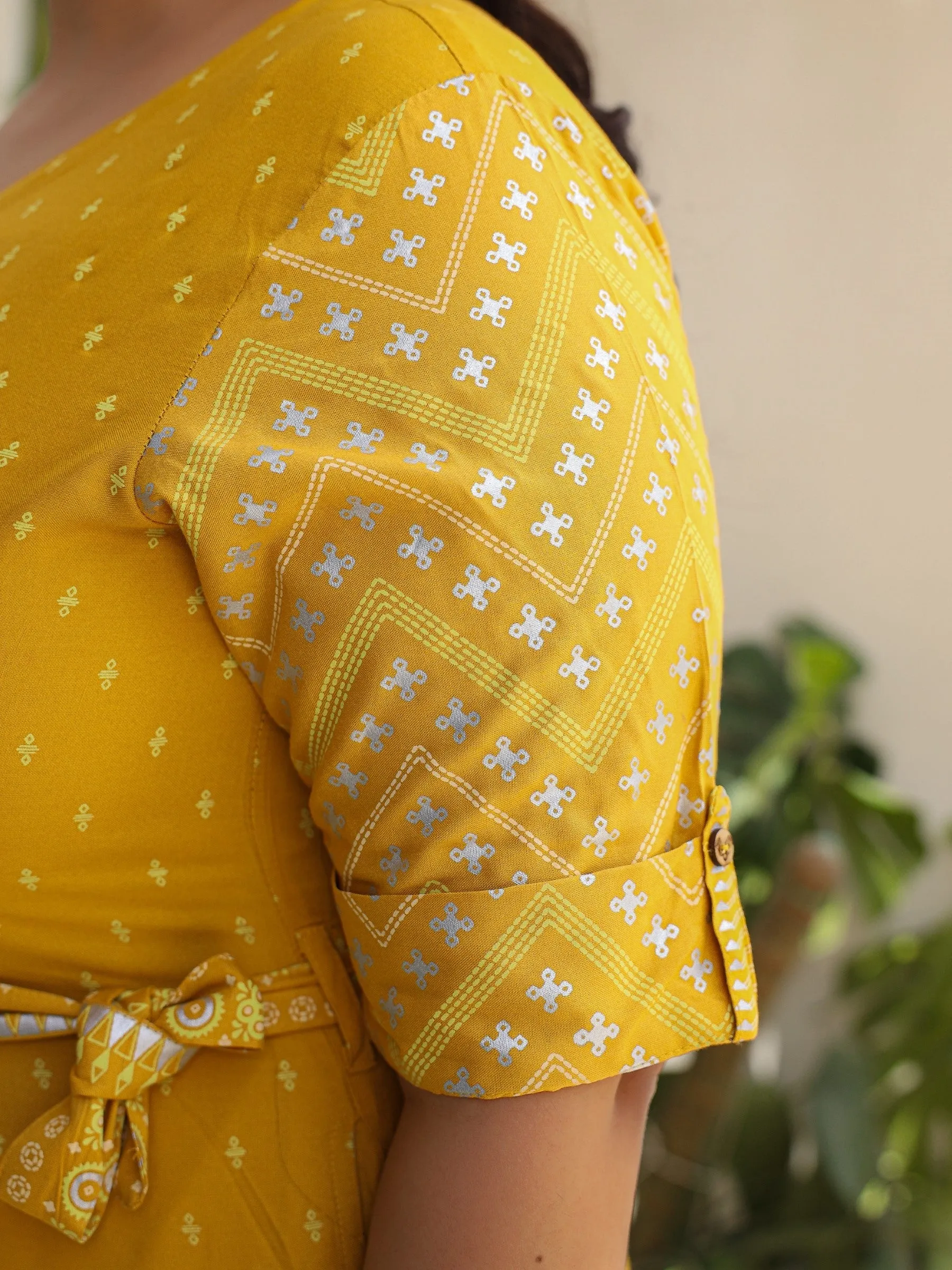 Women Mustard Liva Bandhani Jumpsuit