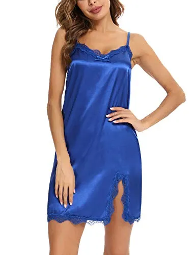 Women Satin Night Dress Lingerie Nightgown.