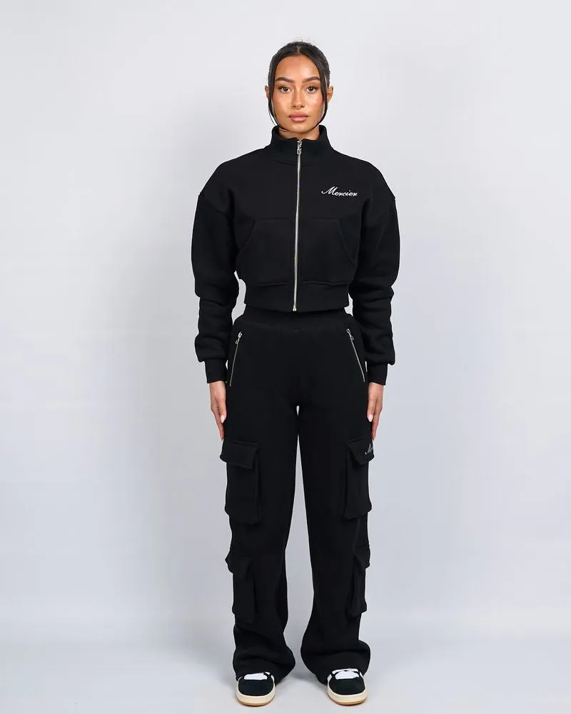 Womens Black Signature Jersey Cargo Pants