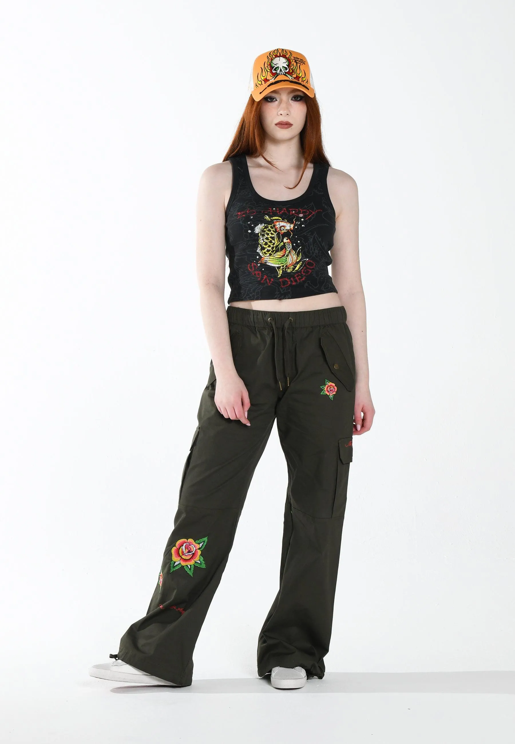 Womens La-Cobra Cargo Pants Trousers - Olive