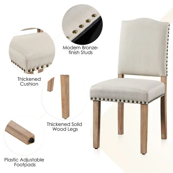 Yaheetech Dining Room Chair Fabric Parsons Chairs with Nailhead Trim