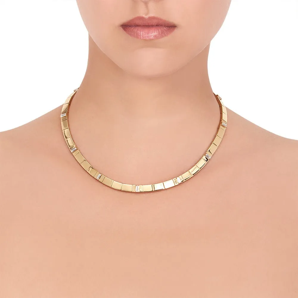 Yellow Gold Sole Necklace with White Diamonds